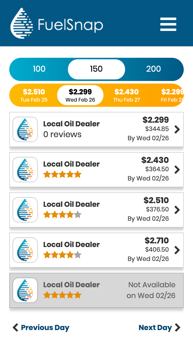 How To Use FuelSnap, Step 2 - Review and Compare Heating Oil Prices with Local Oil Companies Near You